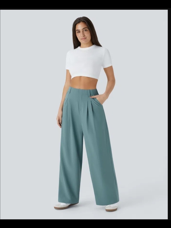 HALARA Pants - NWT XL HALARA Wide-Leg High-Waist Pants in Teal Blue